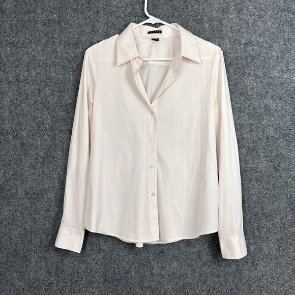 Theory Larissa Top Blouse Womens Size L Pink Classic Smart Minimalist Capsule - Picture 1 of 9